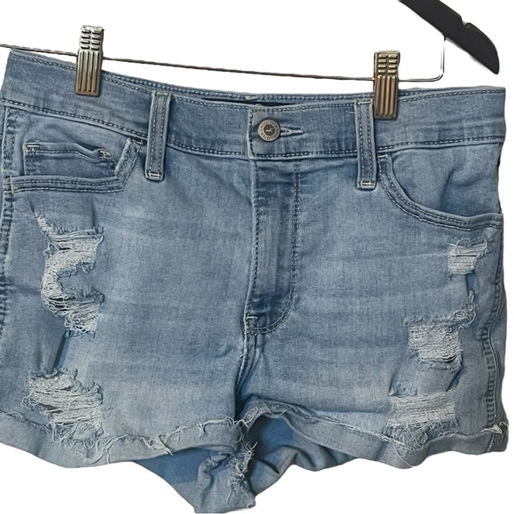 Hollister Light Blue Denim Jean Shorts with distress - Picture 9 of 9
